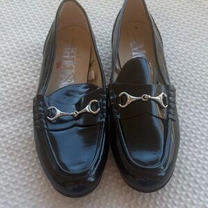 Sam & Libby Black Patent Loafers with Silver Detail